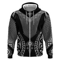2025 Rugby Championship New Zealand Custom Zip Hoodie Poutama Motifs LT7 Zip Hoodie Black - Polynesian Pride