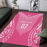 2025 Rugby Championship New Zealand Custom Area Rug Poutama Motifs - Pink Out - Polynesian Pride