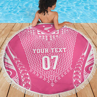 2025 Rugby Championship New Zealand Custom Beach Blanket Poutama Motifs - Pink Out - Polynesian Pride