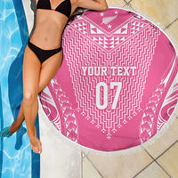 2025 Rugby Championship New Zealand Custom Beach Blanket Poutama Motifs - Pink Out - Polynesian Pride
