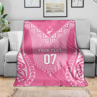 2025 Rugby Championship New Zealand Custom Blanket Poutama Motifs - Pink Out - Polynesian Pride