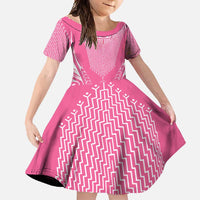 2025 Rugby Championship New Zealand Custom Family Matching Summer Maxi Dress and Hawaiian Shirt Poutama Motifs - Pink Out LT7 Daughter's Dress Pink - Polynesian Pride