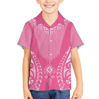2025 Rugby Championship New Zealand Custom Family Matching Summer Maxi Dress and Hawaiian Shirt Poutama Motifs - Pink Out LT7 Son's Shirt Pink - Polynesian Pride