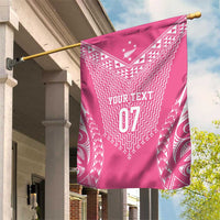 2025 Rugby Championship New Zealand Custom Garden Flag Poutama Motifs - Pink Out LT7 House Flag Pink - Polynesian Pride