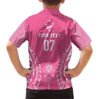 2025 Rugby Championship New Zealand Custom Kid Hawaiian Shirt Poutama Motifs - Pink Out LT7 - Polynesian Pride