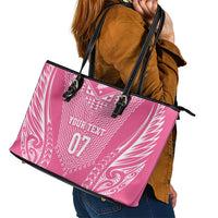 2025 Rugby Championship New Zealand Custom Leather Tote Bag Poutama Motifs - Pink Out LT7 - Polynesian Pride