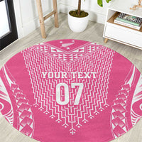 2025 Rugby Championship New Zealand Custom Round Carpet Poutama Motifs - Pink Out LT7 Pink - Polynesian Pride