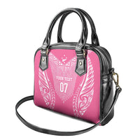 2025 Rugby Championship New Zealand Custom Shoulder Handbag Poutama Motifs - Pink Out LT7 - Polynesian Pride