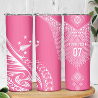 2025 Rugby Championship New Zealand Custom Skinny Tumbler Poutama Motifs - Pink Out LT7 - Polynesian Pride