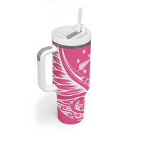 2025 Rugby Championship New Zealand Custom Tumbler With Handle Poutama Motifs - Pink Out LT7 - Polynesian Pride