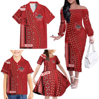 Samoa FAST Siapo Family Matching Off The Shoulder Long Sleeve Dress and Hawaiian Shirt Tatau-Ulafala Vines LT7 - Polynesian Pride