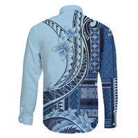Samoa Siapo Mamanu Family Matching Short Sleeve Bodycon Dress and Hawaiian Shirt Plumeria Navy Blue Motifs LT7 - Polynesian Pride