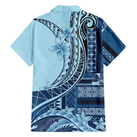 Samoa Siapo Mamanu Family Matching Tank Maxi Dress and Hawaiian Shirt Plumeria Navy Blue Motifs LT7 - Polynesian Pride