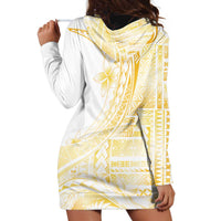 Samoa Siapo Mamanu Hoodie Dress Plumeria Fancy Gold Motifs LT7 - Polynesian Pride