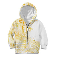 Samoa Siapo Mamanu Kid Hoodie Plumeria Fancy Gold Motifs