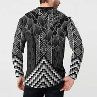 Aotearoa Taniko Pattern Button Sweatshirt Poutama Mix Kowhai Flowers