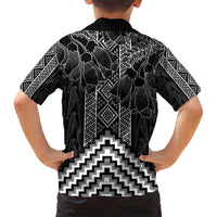 Aotearoa Taniko Pattern Family Matching Off Shoulder Maxi Dress and Hawaiian Shirt Poutama Mix Kowhai Flowers LT7 - Polynesian Pride