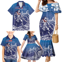 Samoa Manuia le Aso Tuto'atasi Siapo Motif Family Matching Mermaid Dress and Hawaiian Shirt Warrior with Nifo Oti LT7 - Polynesian Pride