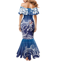 Samoa Manuia le Aso Tuto'atasi Siapo Motif Family Matching Mermaid Dress and Hawaiian Shirt Warrior with Nifo Oti LT7 - Polynesian Pride
