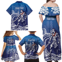 Samoa Manuia le Aso Tuto'atasi Siapo Motif Family Matching Off Shoulder Maxi Dress and Hawaiian Shirt Warrior with Nifo Oti LT7 - Polynesian Pride