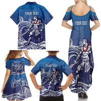 Samoa Manuia le Aso Tuto'atasi Siapo Motif Family Matching Summer Maxi Dress and Hawaiian Shirt Warrior with Nifo Oti LT7 - Polynesian Pride