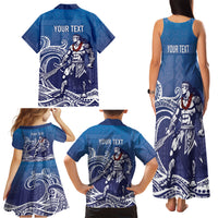 Samoa Manuia le Aso Tuto'atasi Siapo Motif Family Matching Tank Maxi Dress and Hawaiian Shirt Warrior with Nifo Oti LT7 - Polynesian Pride