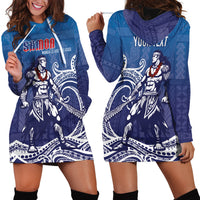 Samoa Manuia le Aso Tuto'atasi Siapo Motif Hoodie Dress Warrior with Nifo Oti LT7 - Polynesian Pride