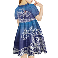 Samoa Manuia le Aso Tuto'atasi Siapo Motif Kid Short Sleeve Dress Warrior with Nifo Oti LT7 - Polynesian Pride