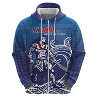 Samoa Manuia le Aso Tuto'atasi Siapo Motif Zip Hoodie Warrior with Nifo Oti LT7 - Polynesian Pride