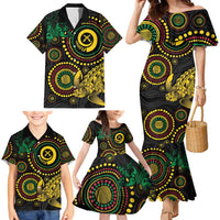 Vanuatu Personalized Aboriginal Arts Family Matching Mermaid Dress and Hawaiian Shirt Turtle and Iguana Special LT7 - Polynesian Pride