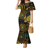 Vanuatu Personalized Aboriginal Arts Family Matching Mermaid Dress and Hawaiian Shirt Turtle and Iguana Special LT7 Mom's Dress Colorful - Polynesian Pride