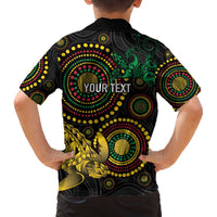 Vanuatu Personalized Aboriginal Arts Family Matching Off The Shoulder Long Sleeve Dress and Hawaiian Shirt Turtle and Iguana Special LT7 - Polynesian Pride