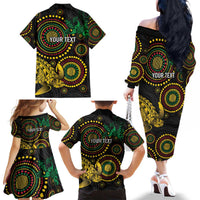Vanuatu Personalized Aboriginal Arts Family Matching Off The Shoulder Long Sleeve Dress and Hawaiian Shirt Turtle and Iguana Special LT7 - Polynesian Pride