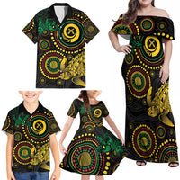 Vanuatu Personalized Aboriginal Arts Family Matching Off Shoulder Maxi Dress and Hawaiian Shirt Turtle and Iguana Special LT7 - Polynesian Pride