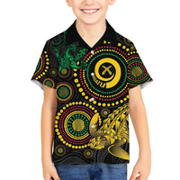 Vanuatu Personalized Aboriginal Arts Family Matching Off Shoulder Short Dress and Hawaiian Shirt Turtle and Iguana Special LT7 Son's Shirt Colorful - Polynesian Pride