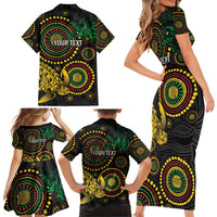 Vanuatu Personalized Aboriginal Arts Family Matching Short Sleeve Bodycon Dress and Hawaiian Shirt Turtle and Iguana Special LT7 - Polynesian Pride