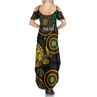 Vanuatu Personalized Aboriginal Arts Family Matching Summer Maxi Dress and Hawaiian Shirt Turtle and Iguana Special LT7 - Polynesian Pride