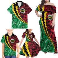 Vanuatu Personalized Tribal Family Matching Off Shoulder Maxi Dress and Hawaiian Shirt Aboriginal Inspired Mix Style LT7 - Polynesian Pride