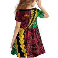 Vanuatu Personalized Tribal Family Matching Off Shoulder Short Dress and Hawaiian Shirt Aboriginal Inspired Mix Style LT7 - Polynesian Pride