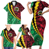 Vanuatu Personalized Tribal Family Matching Short Sleeve Bodycon Dress and Hawaiian Shirt Aboriginal Inspired Mix Style LT7 - Polynesian Pride