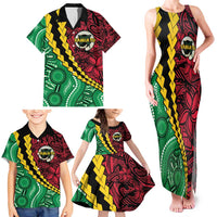 Vanuatu Personalized Tribal Family Matching Tank Maxi Dress and Hawaiian Shirt Aboriginal Inspired Mix Style LT7 - Polynesian Pride
