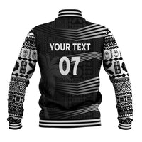 Personalised Fiji Rugby Baseball Jacket Kaiviti WC 2023 Jersey Replica - Black LT7 - Polynesian Pride