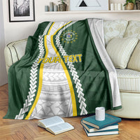 Cook Islands Rugby Personalized Avaiki Blanket GO Kuki LT7 Green - Polynesian Pride
