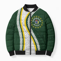 Cook Islands Rugby Personalized Avaiki Bomber Puffer Jacket GO Kuki LT7 Unisex Green - Polynesian Pride