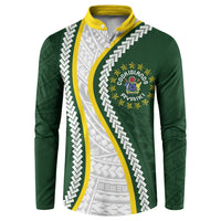 Cook Islands Rugby Personalized Avaiki Button Sweatshirt GO Kuki LT7 Green - Polynesian Pride