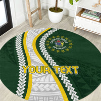 Cook Islands Rugby Personalized Avaiki Round Carpet GO Kuki LT7 Green - Polynesian Pride