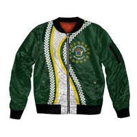 Cook Islands Rugby Personalized Avaiki Sleeve Zip Bomber Jacket GO Kuki LT7 Unisex Green - Polynesian Pride