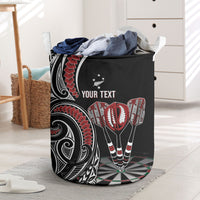 New Zealand Darts Personalized Hei Manaia Laundry Basket Classic Kowhaiwhai LT7 Black - Polynesian Pride