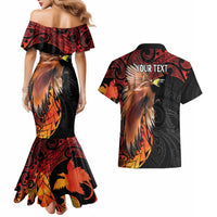 Papua New Guinea Personalised Couples Matching Mermaid Dress and Hawaiian Shirt Grunge Style 49th Independence Anni LT7 - Polynesian Pride
