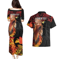 Papua New Guinea Personalised Couples Matching Puletasi and Hawaiian Shirt Grunge Style 49th Independence Anni LT7 - Polynesian Pride
